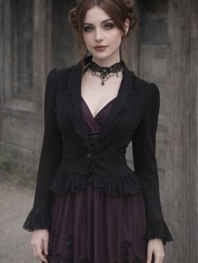 Womens Hot Topic Penny Dreadful Victorian Steampunk Black/Lace Goth  Blazer. M